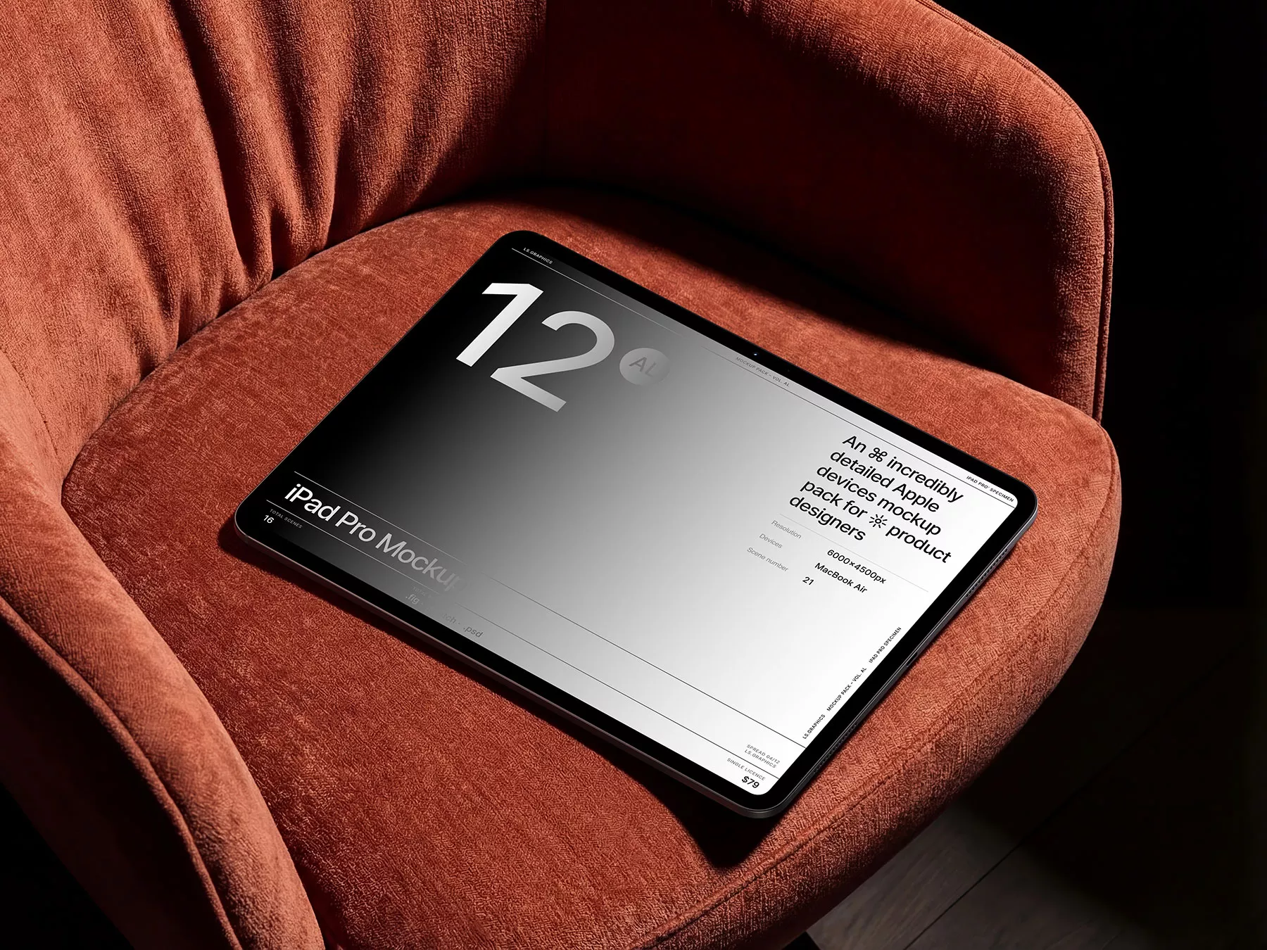 iPad Pro on Armchair Mockup (Free Download)