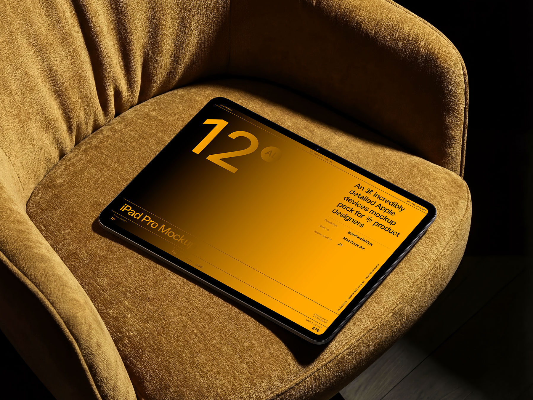 iPad Pro on Armchair Mockup (Free Download)