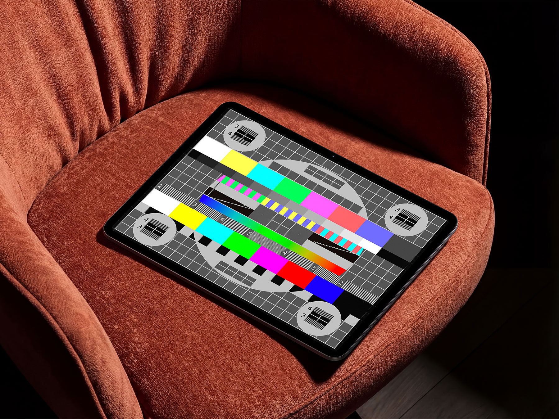 iPad Pro on Armchair Mockup (Free Download)