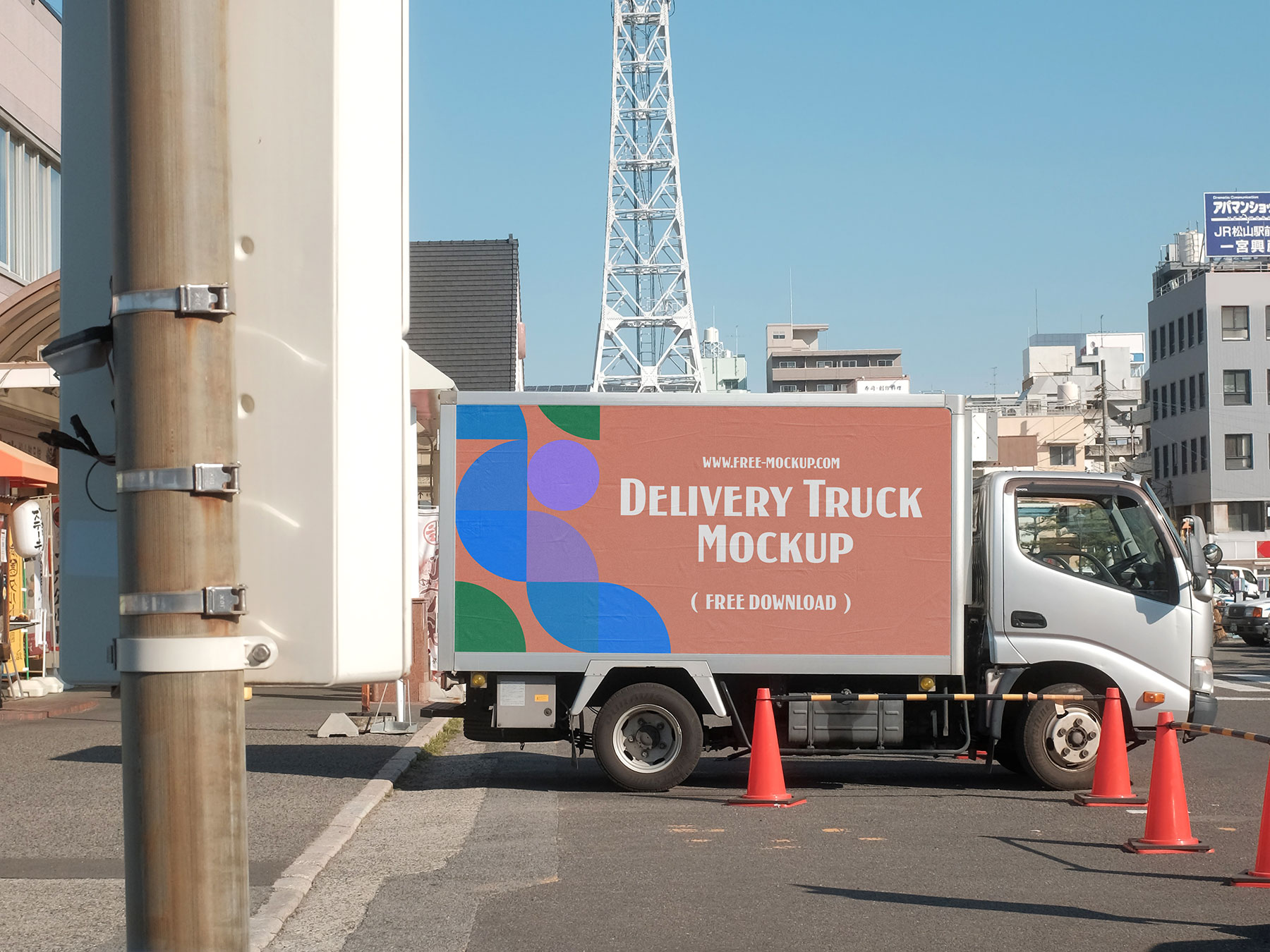 Light Cargo Delivery Truck Mockup (Free Download)