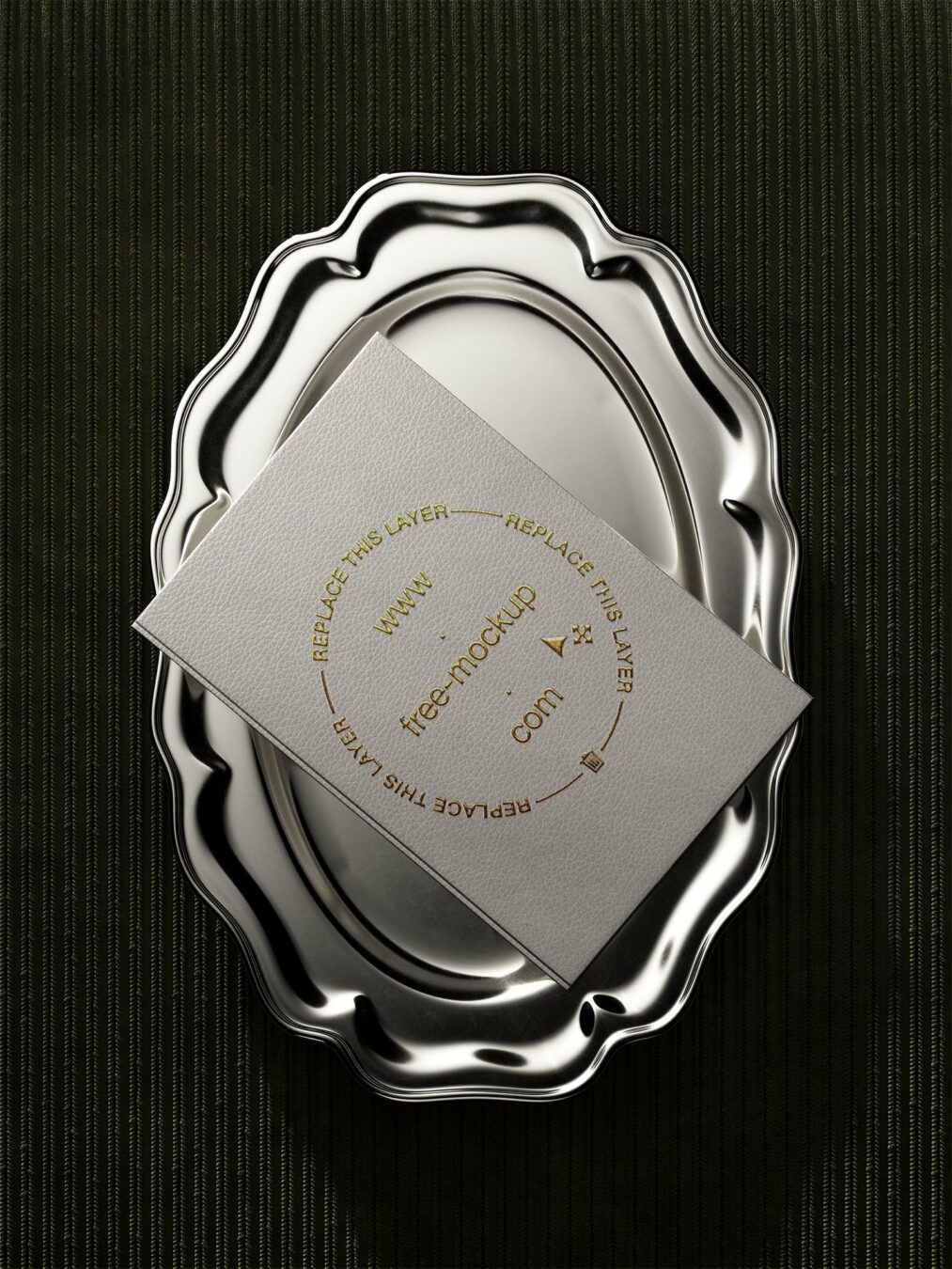 Luxury Restaurant Menu on Silver Tray Mockup