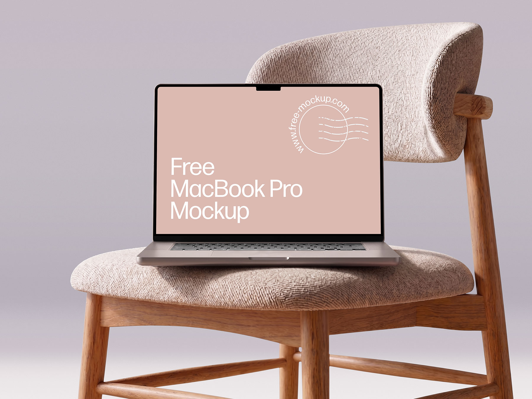 MacBook Pro Mockup on Mid-Century Chair (Free Download)