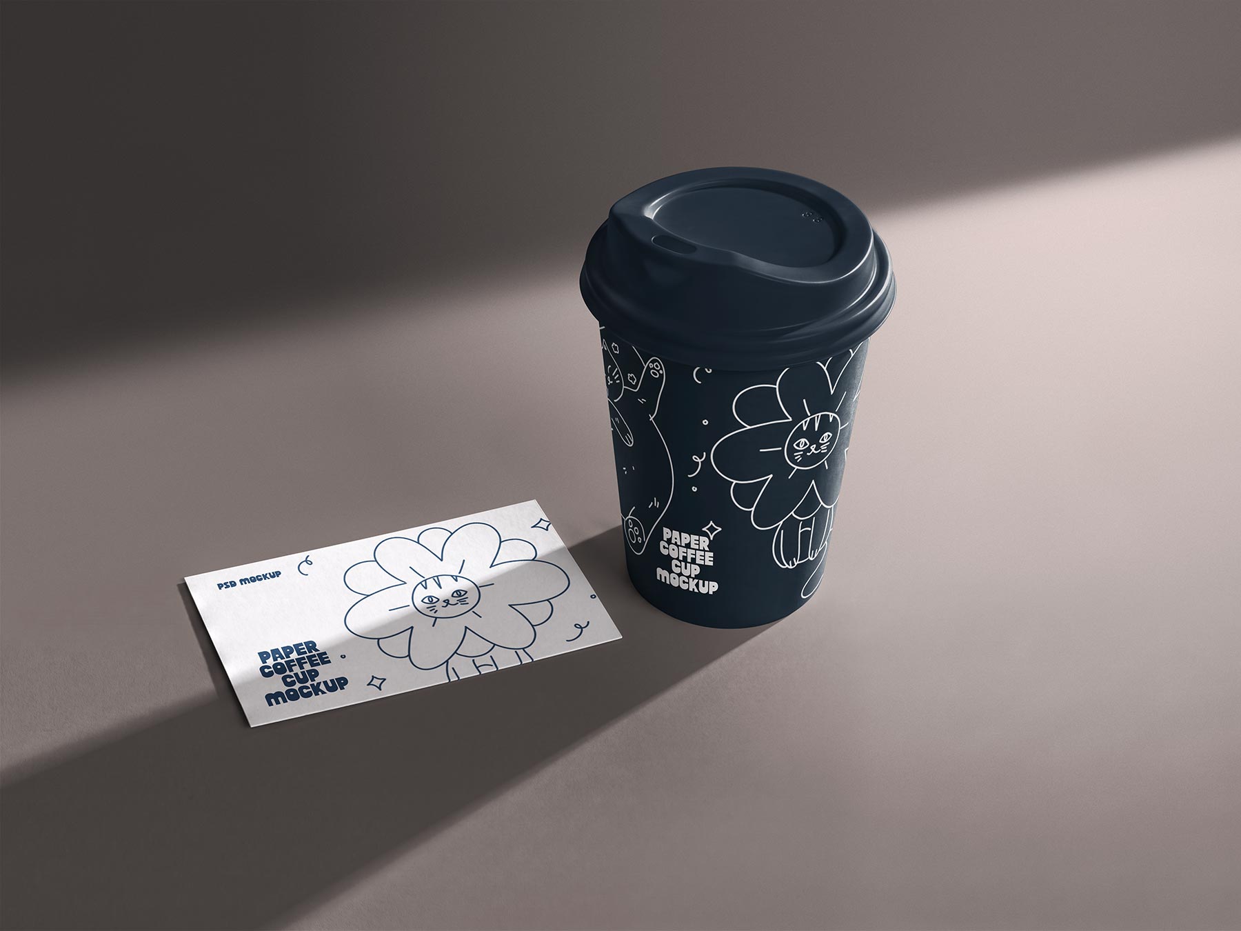 Paper Coffee Cup and Business Card Free Mockup