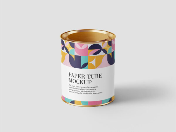Paper Tube Canister Packaging Mockup (4 PSD)