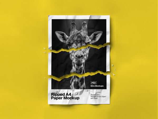 Ripped A4 Paper Poster Mockup (Free Download)