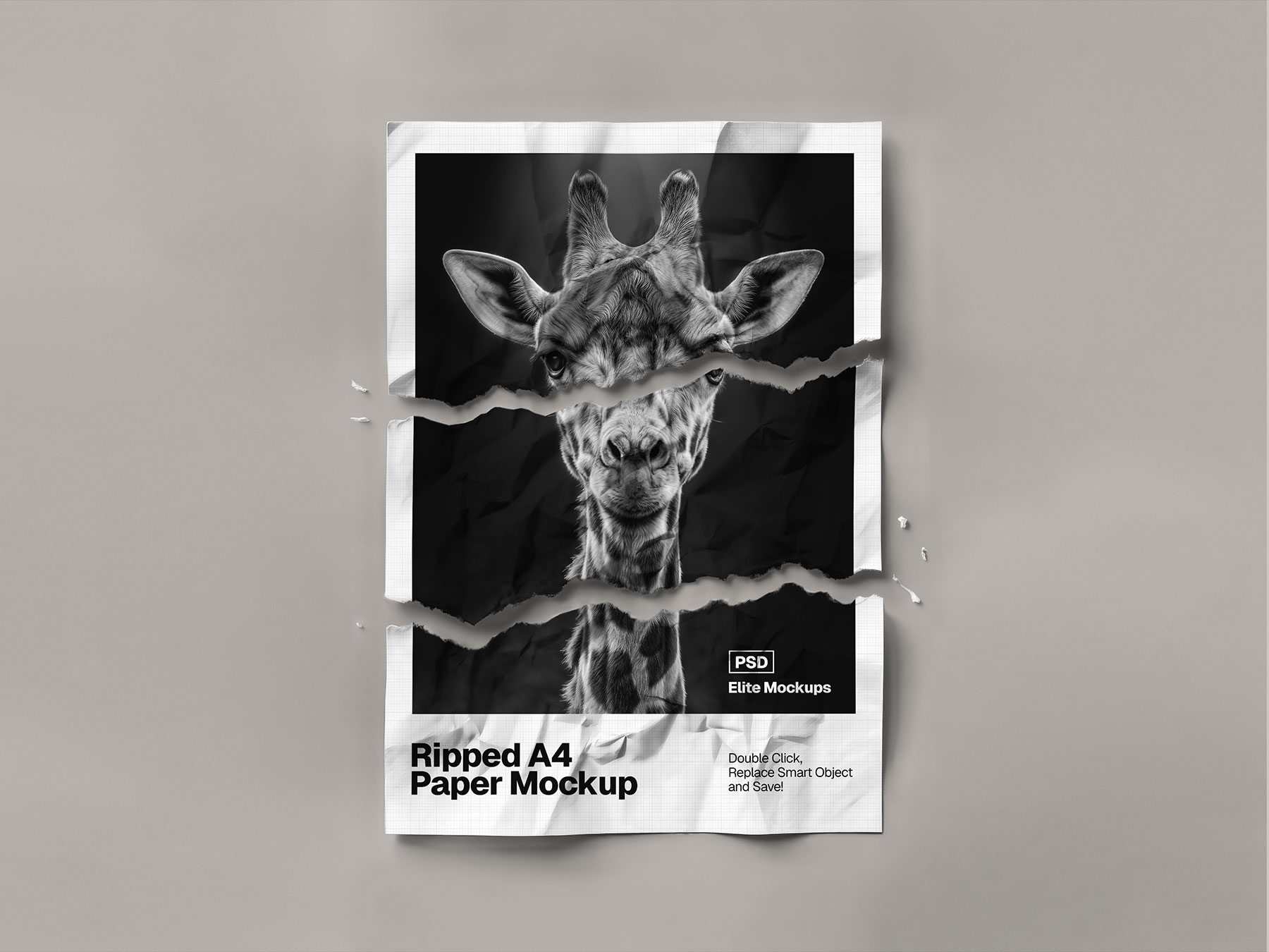 Ripped A4 Paper Poster Mockup (Free Download)