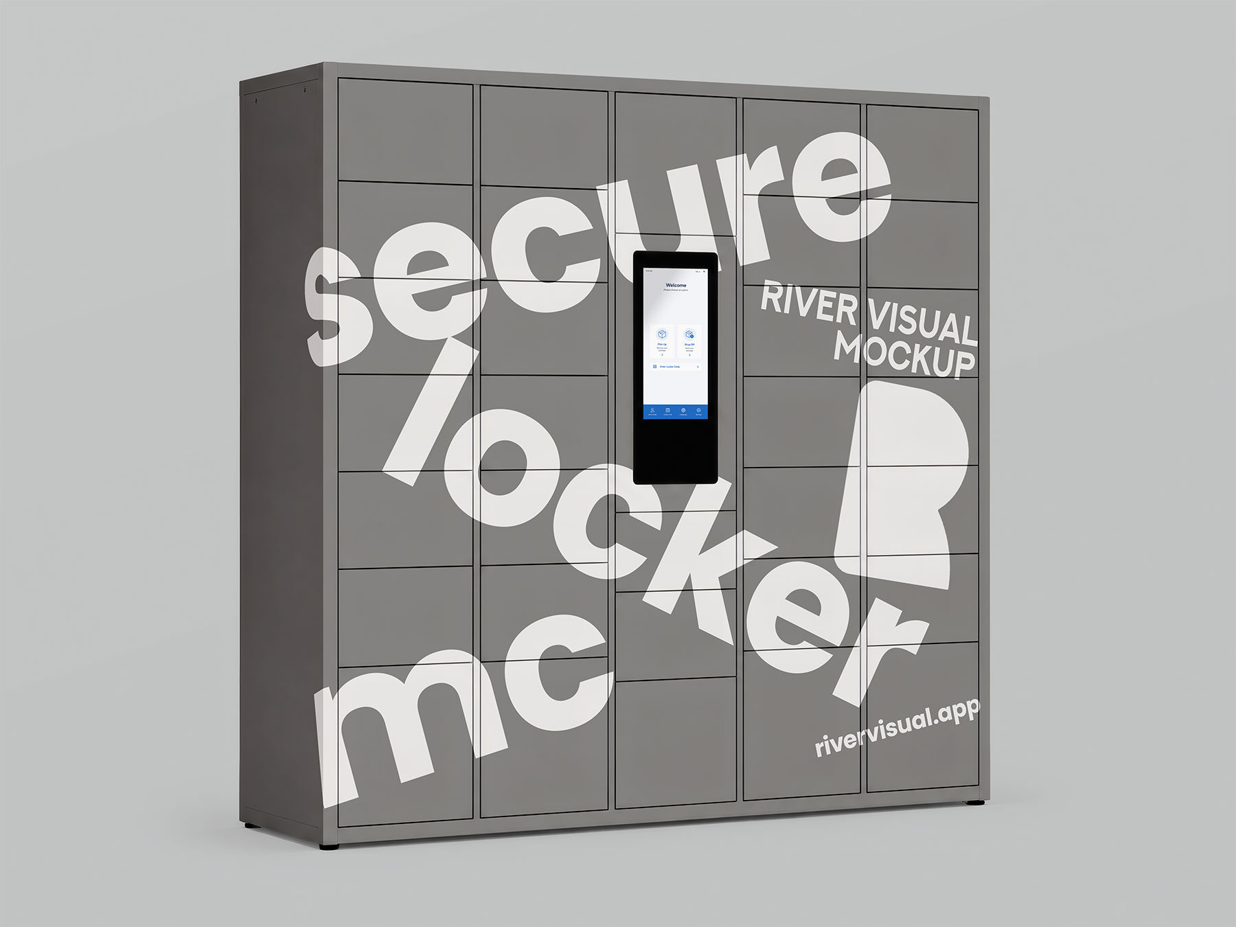 Smart Parcel Delivery Locker Free Mockup