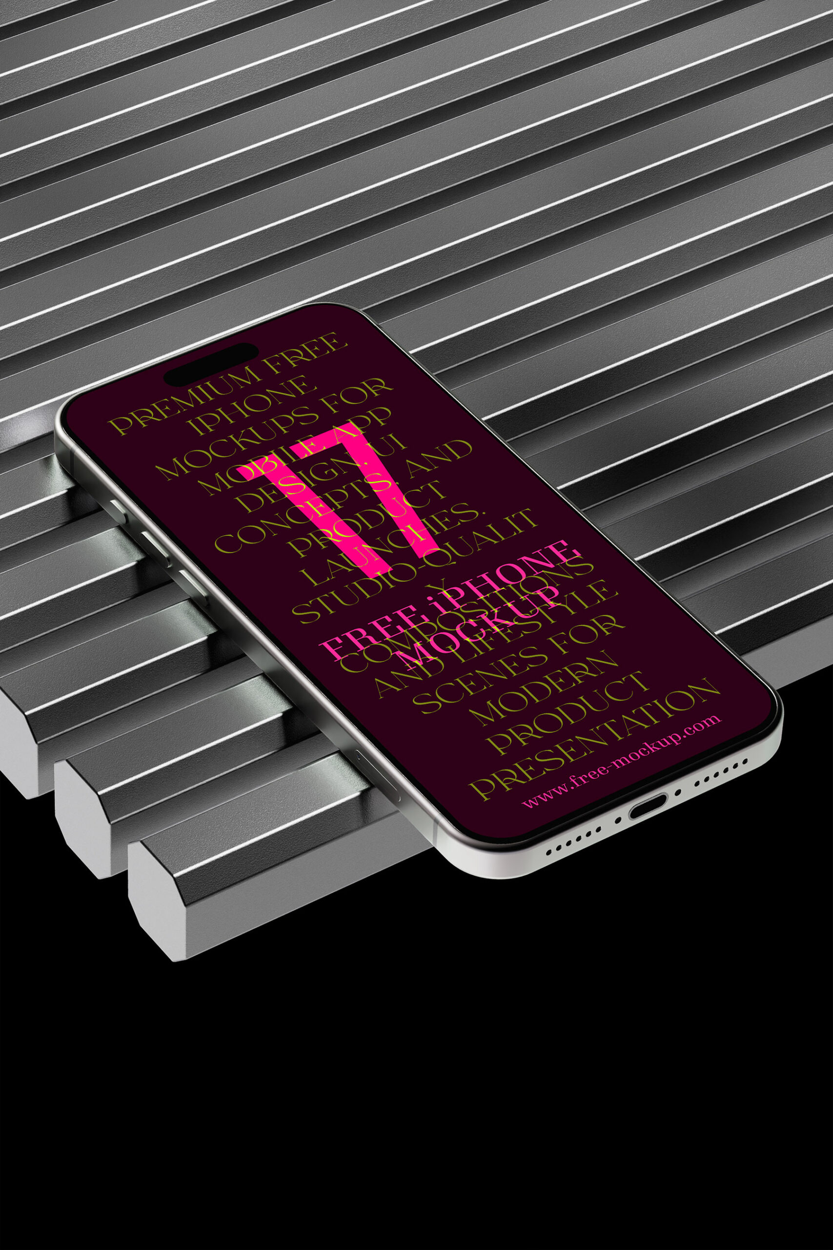 Smartphone Mockup on Metal Grate