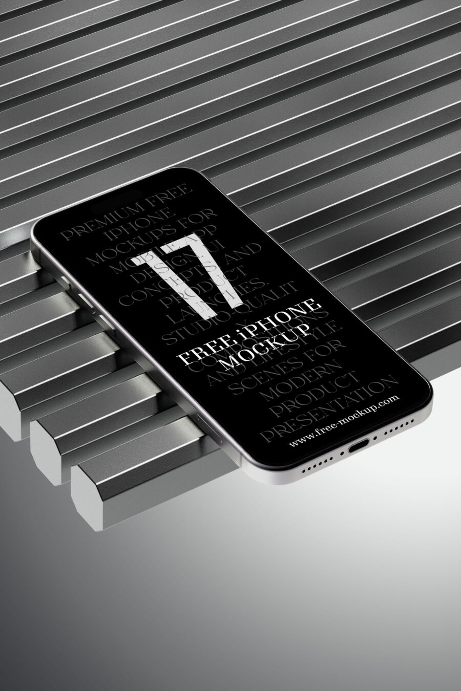 Smartphone Mockup on Metal Grate