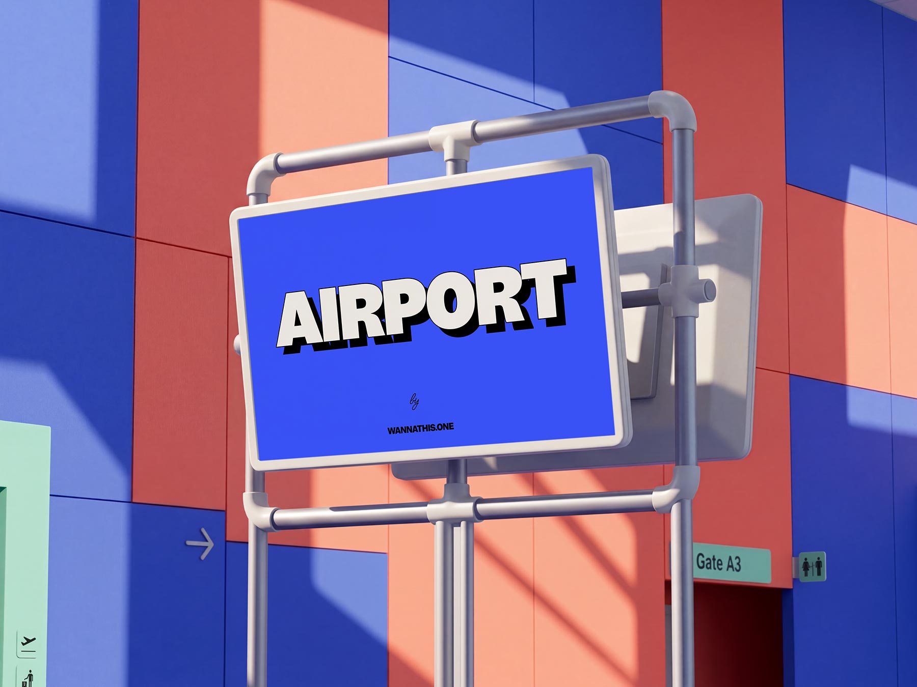 Free Airport Signboard Mockup