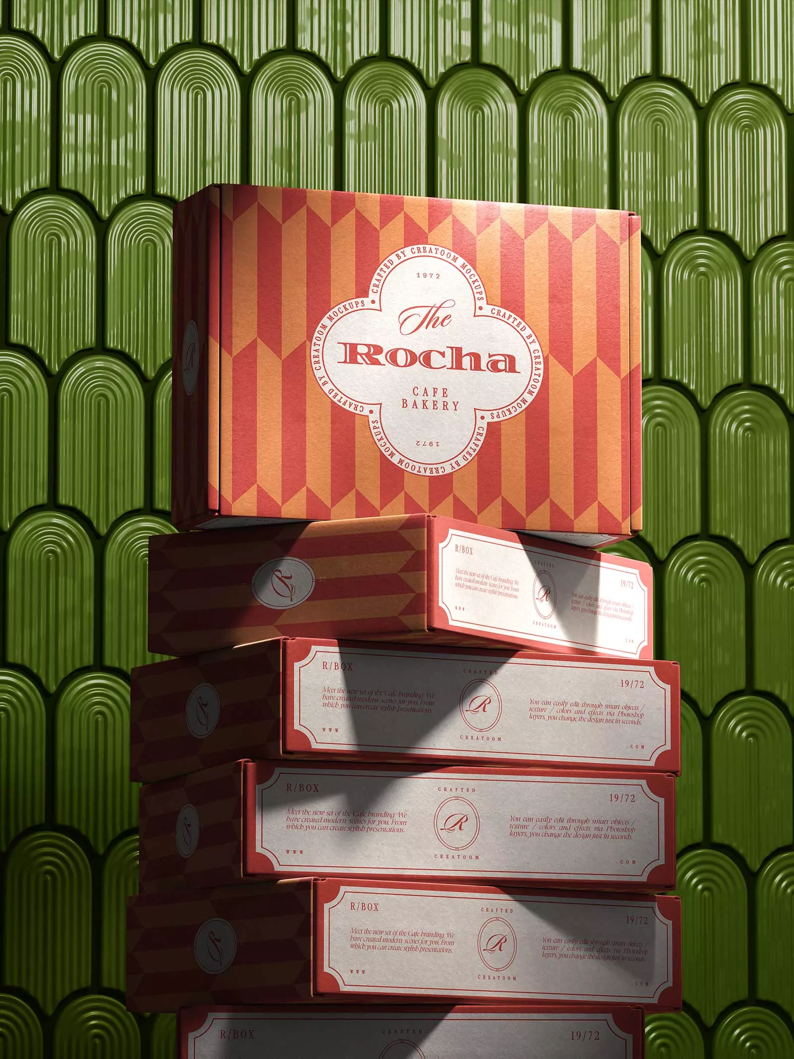 Free Cardboard Packaging Boxes Mockup PSD – Stacked Box Set