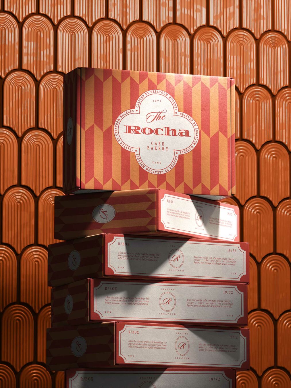 Free Cardboard Packaging Boxes Mockup PSD – Stacked Box Set