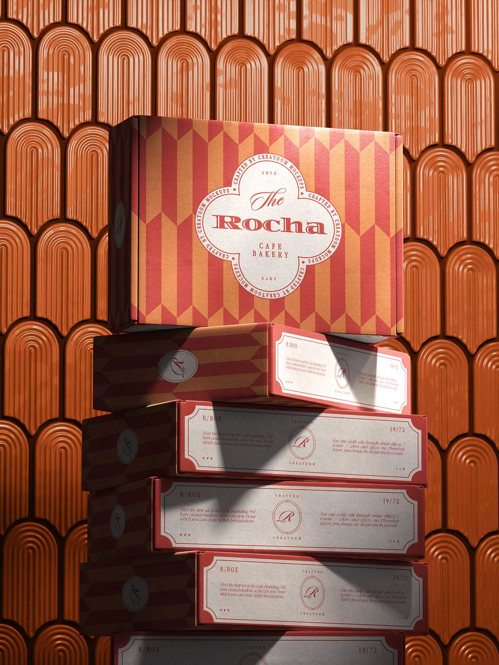 Free Cardboard Packaging Boxes Mockup PSD – Stacked Box Set