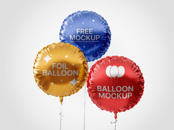 Free Foil Balloon Mockup – Round Party Balloons