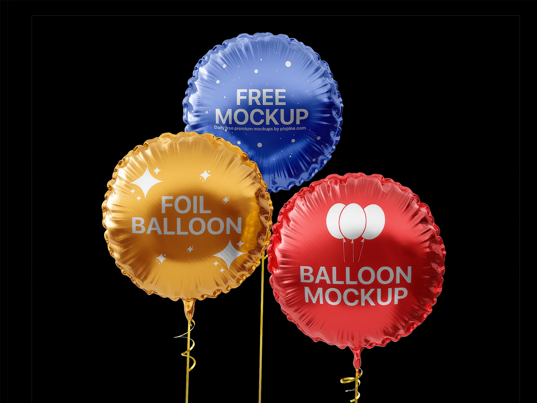 Free Foil Balloon Mockup – Round Party Balloons