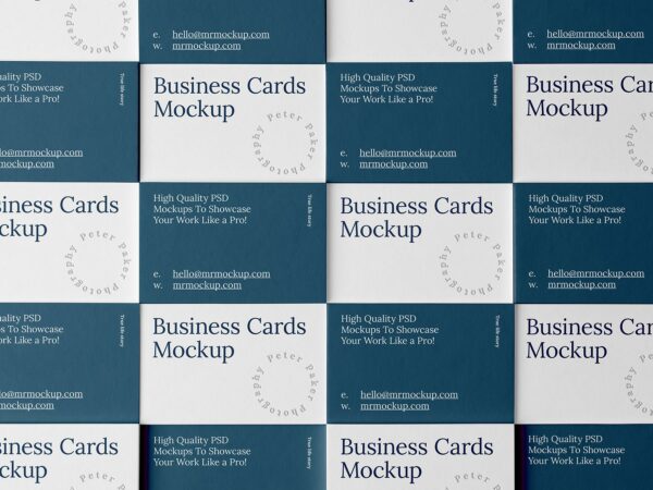Free Grid Business Cards Mockup