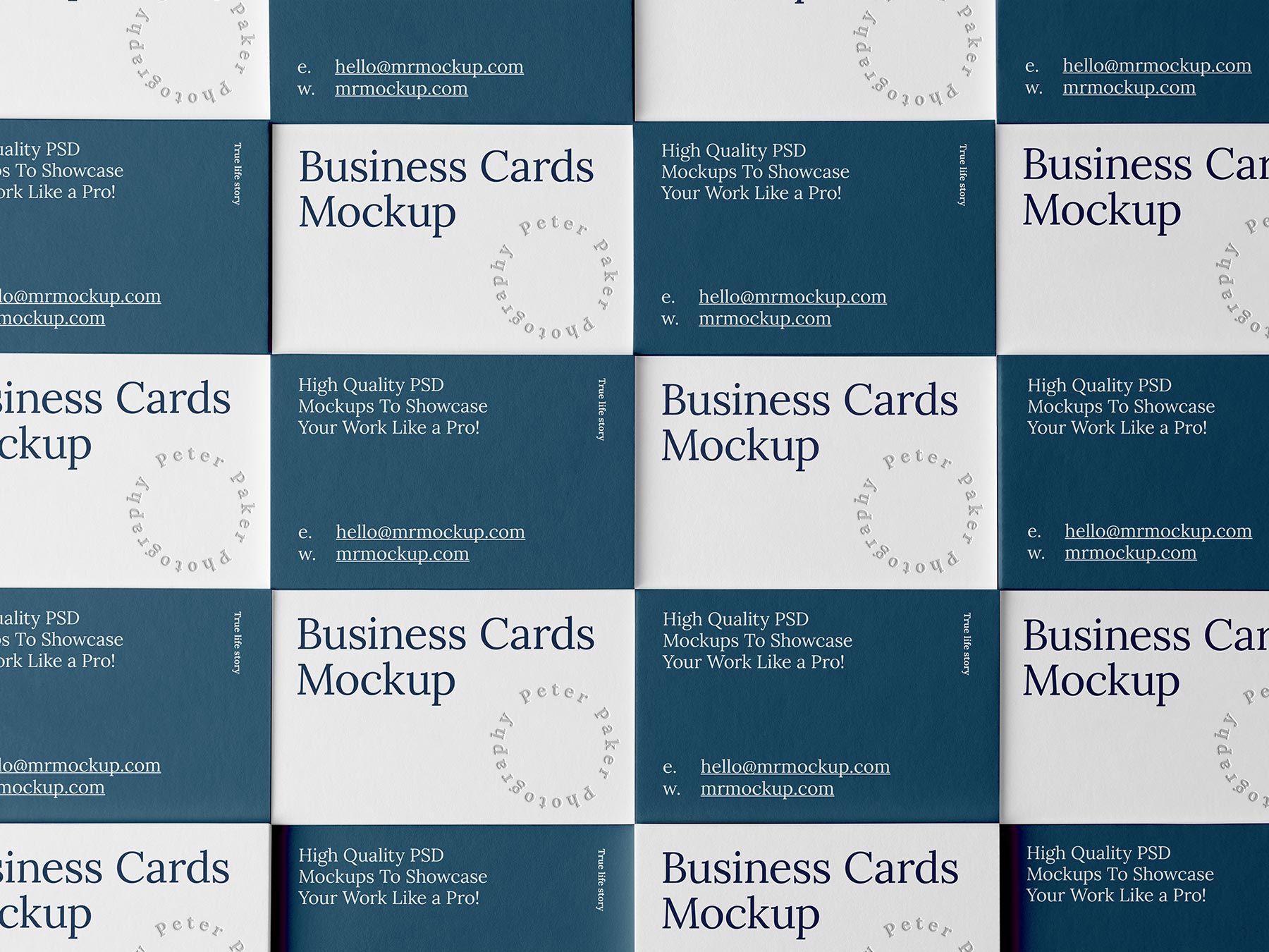 Free Grid Business Cards Mockup