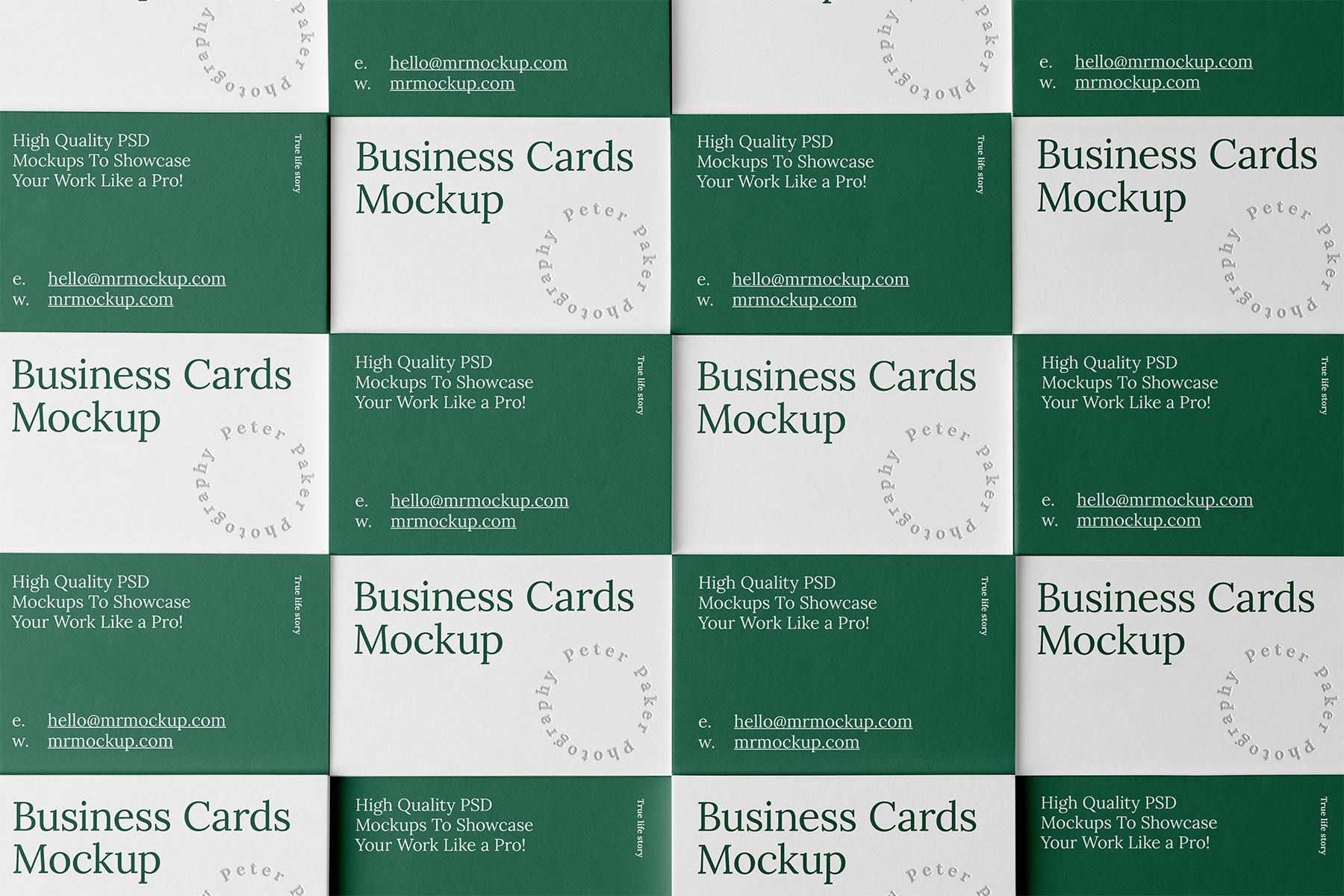 Free Grid Business Cards Mockup
