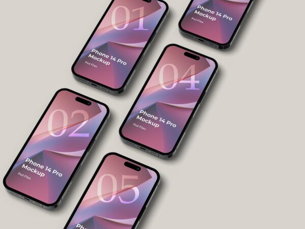 Free Isometric Smartphone Mockup – Multi Device PSD
