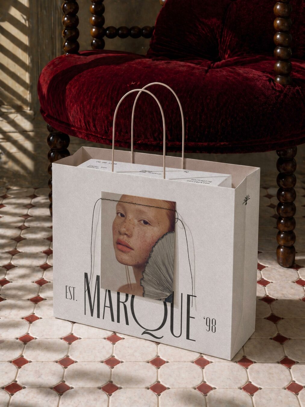 Free Luxury Paper Bag & Box Mockup PSD – Retail Scene