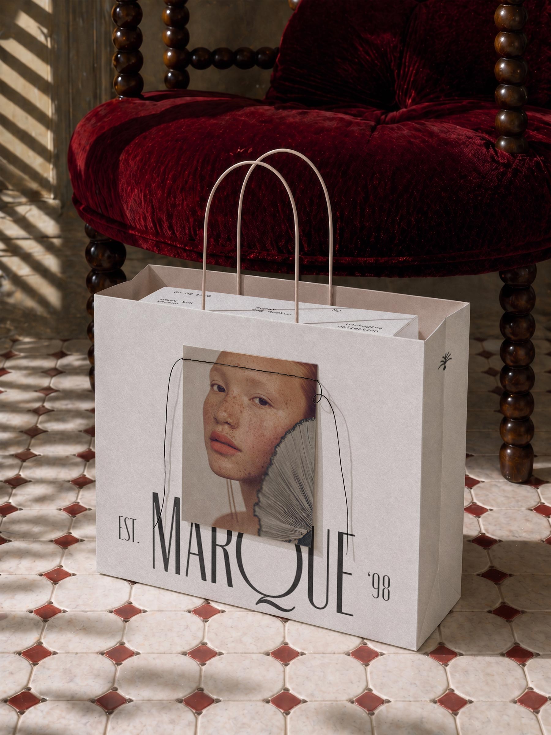 Free Luxury Paper Bag & Box Mockup PSD – Retail Scene
