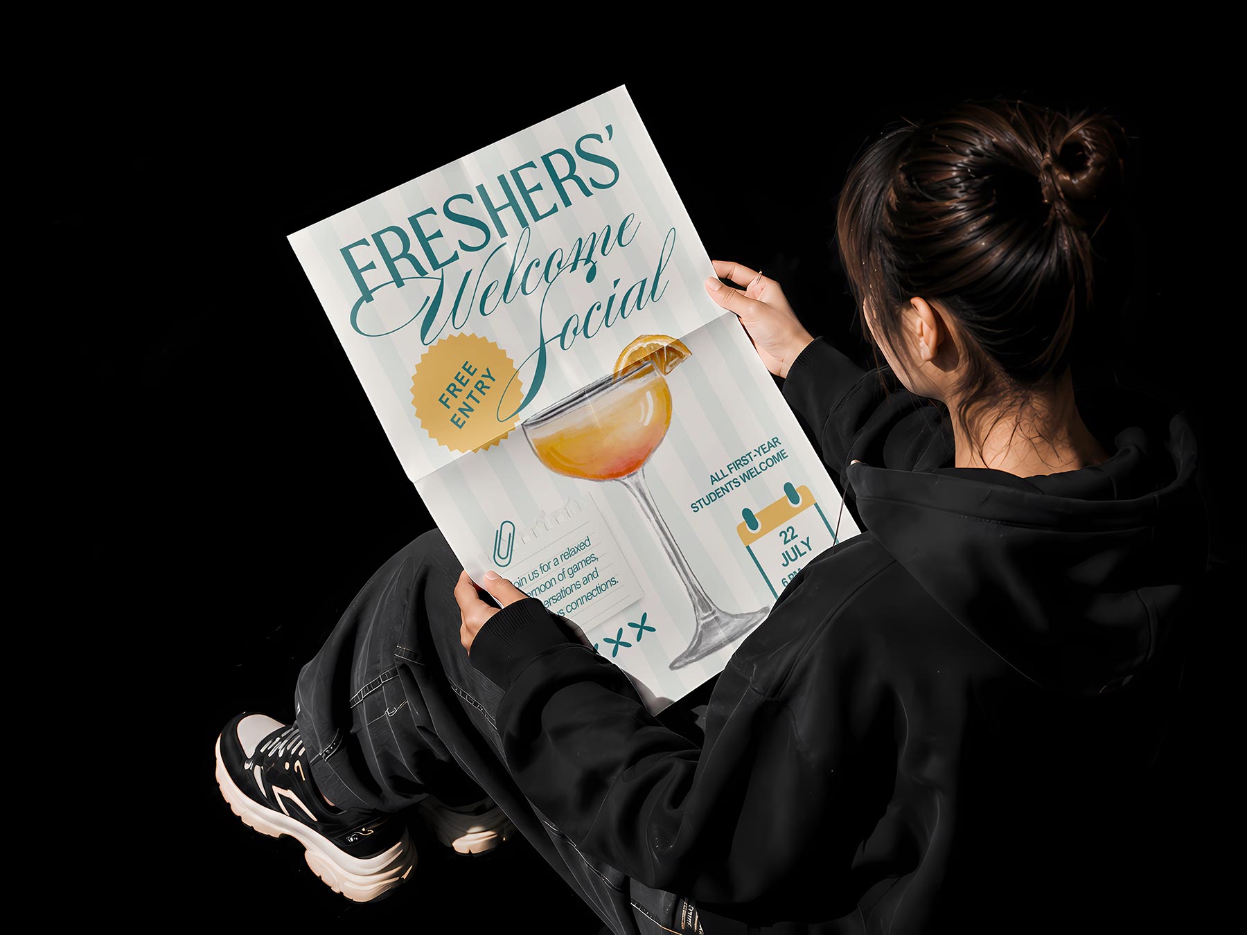 Free Poster in Hands Mockup PSD – Folded Paper Display