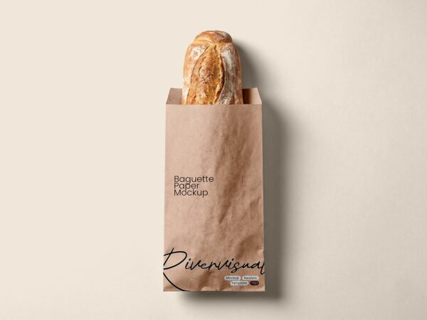 Baguette Paper Bag Packaging Mockup