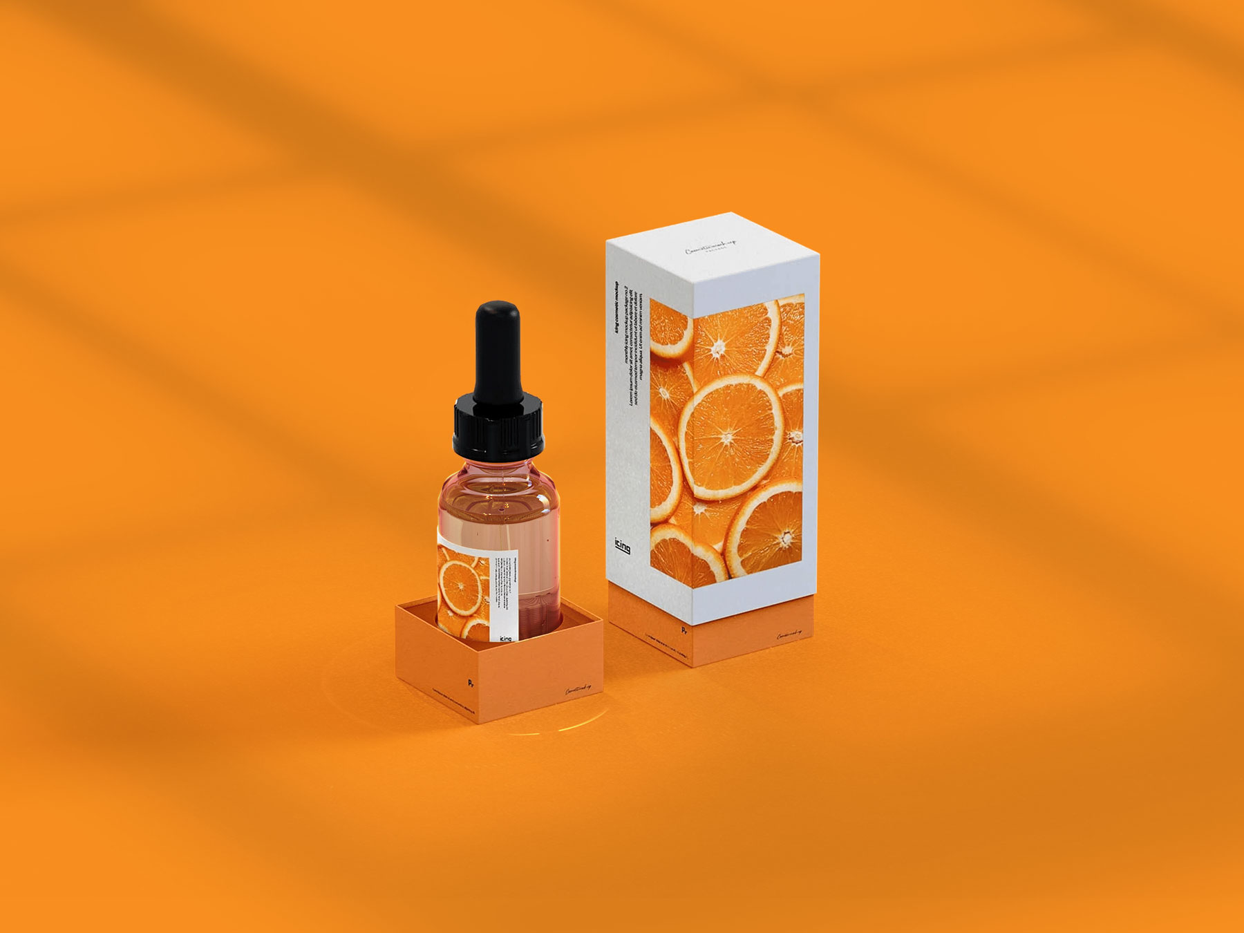 Dropper Bottle and Rigid Box Packaging Free Mockup