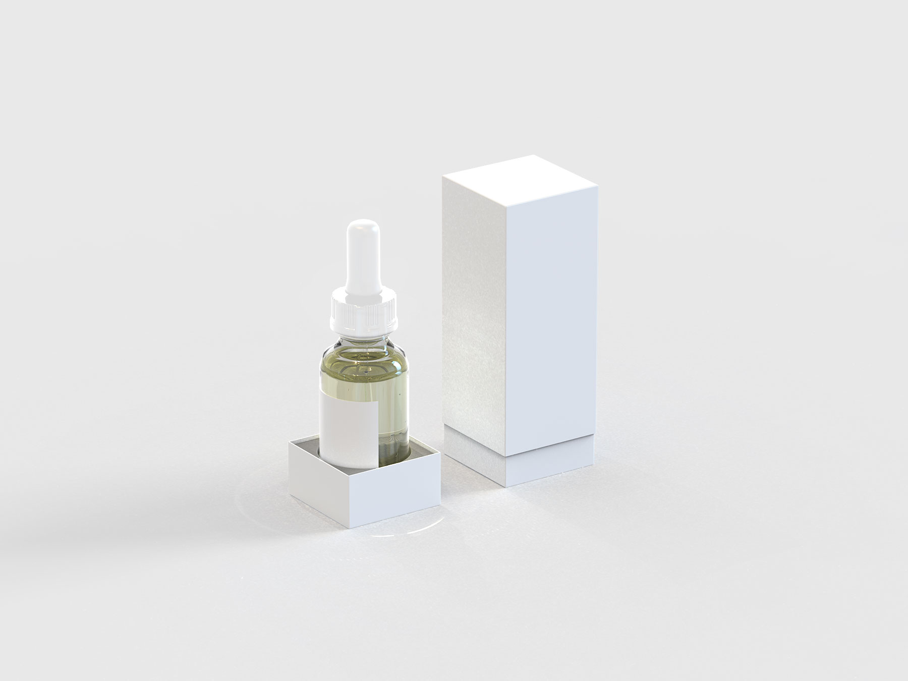 Dropper Bottle and Rigid Box Packaging Free Mockup