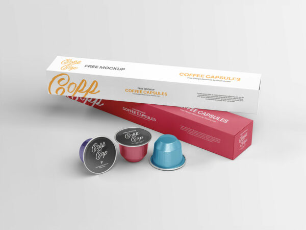 Free Coffee Pods and Long Packaging Box Mockup