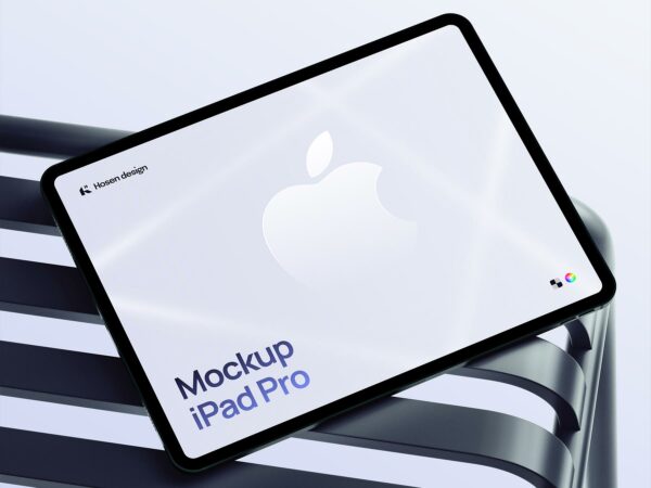 Free iPad Pro Mockup on Outdoor Slatted Bench