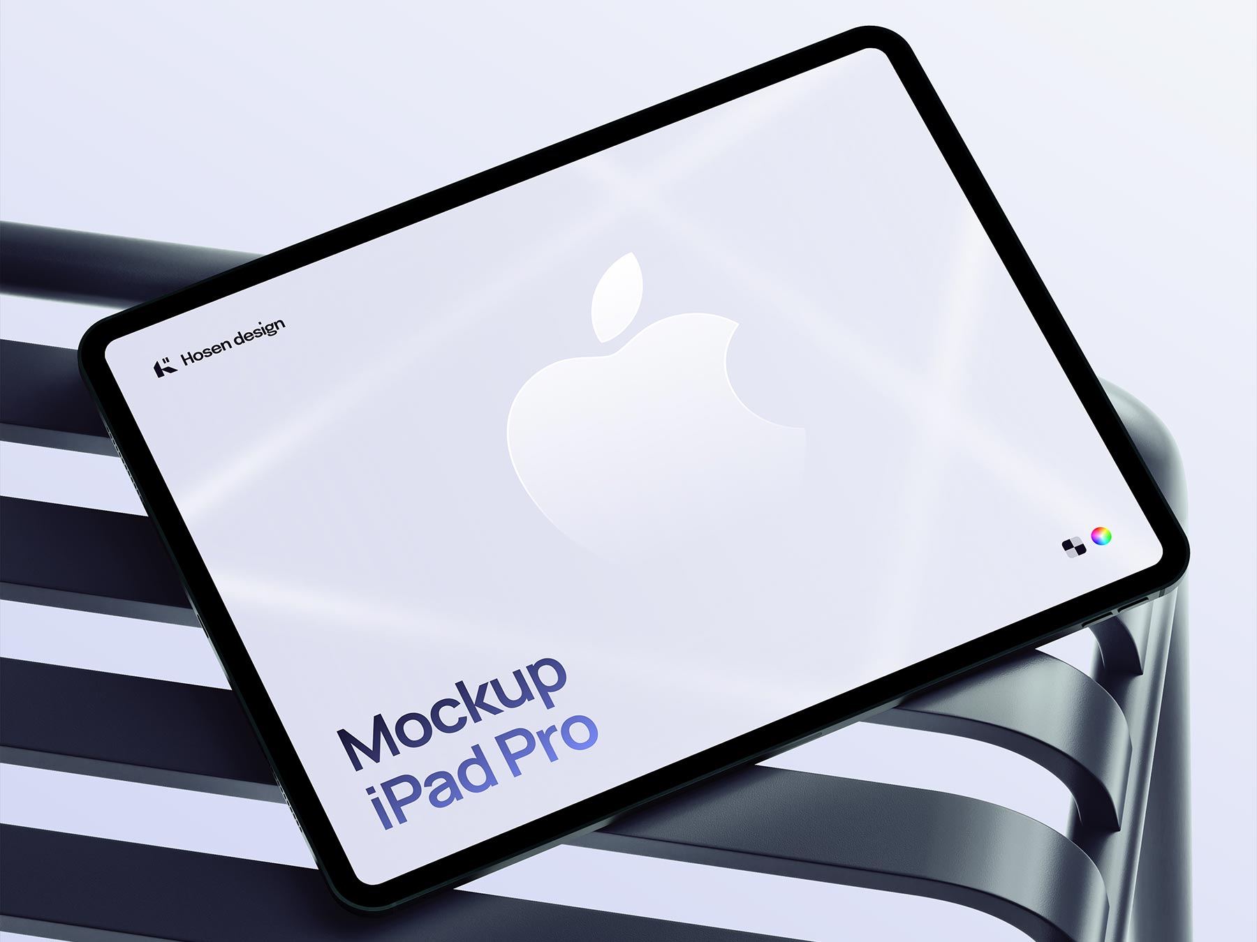 Free iPad Pro Mockup on Outdoor Slatted Bench