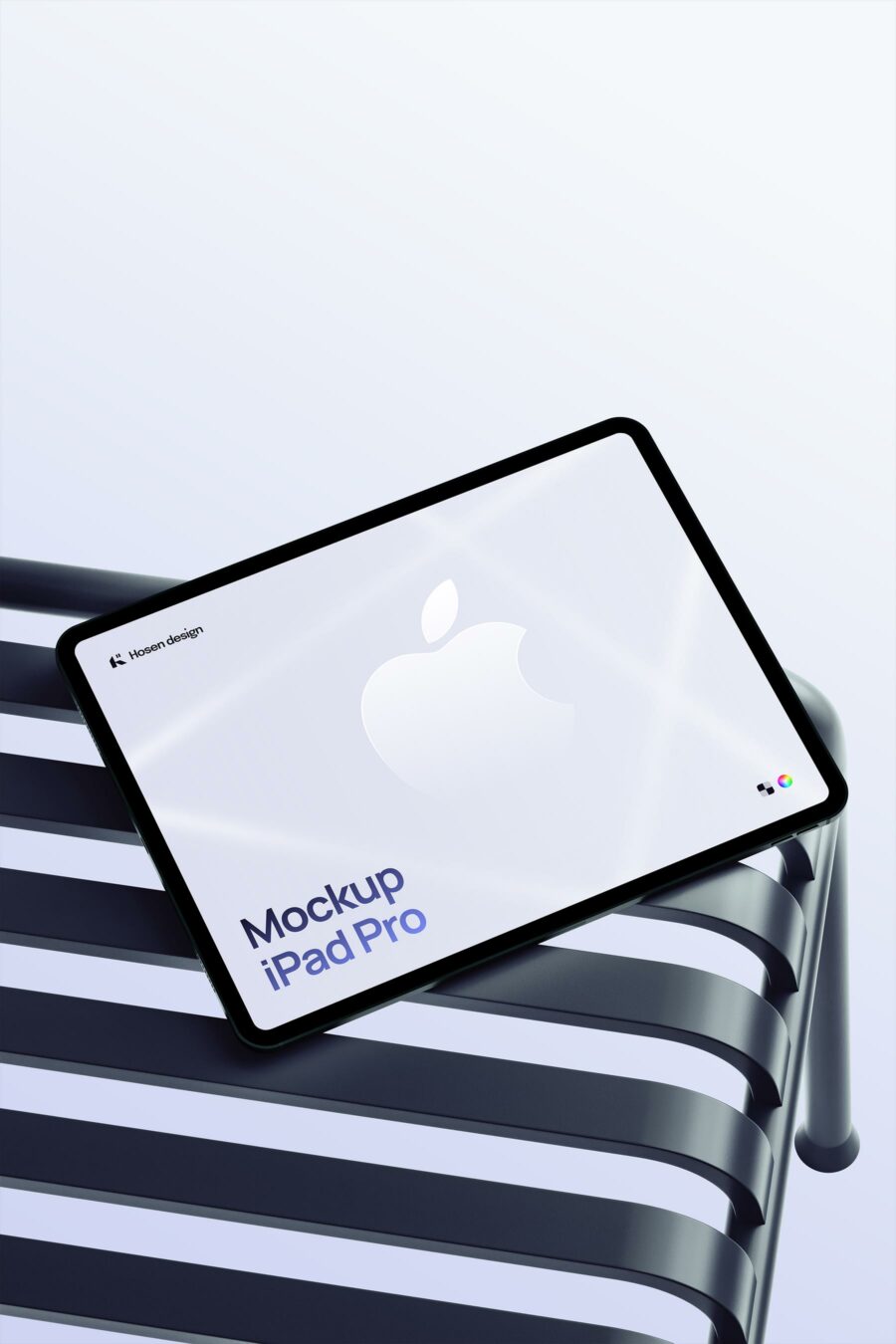 Free iPad Pro Mockup on Outdoor Slatted Bench