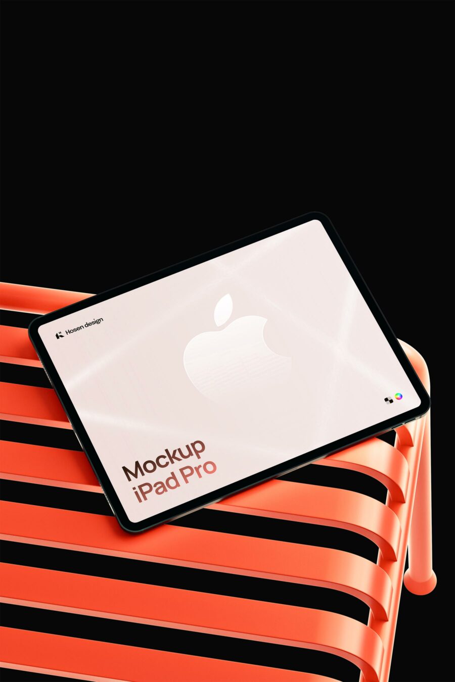 Free iPad Pro Mockup on Outdoor Slatted Bench