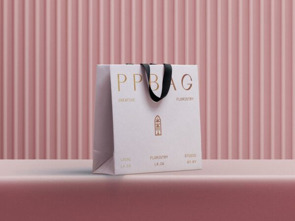 Free Paper Shopping Bag Mockup with Foil Stamping