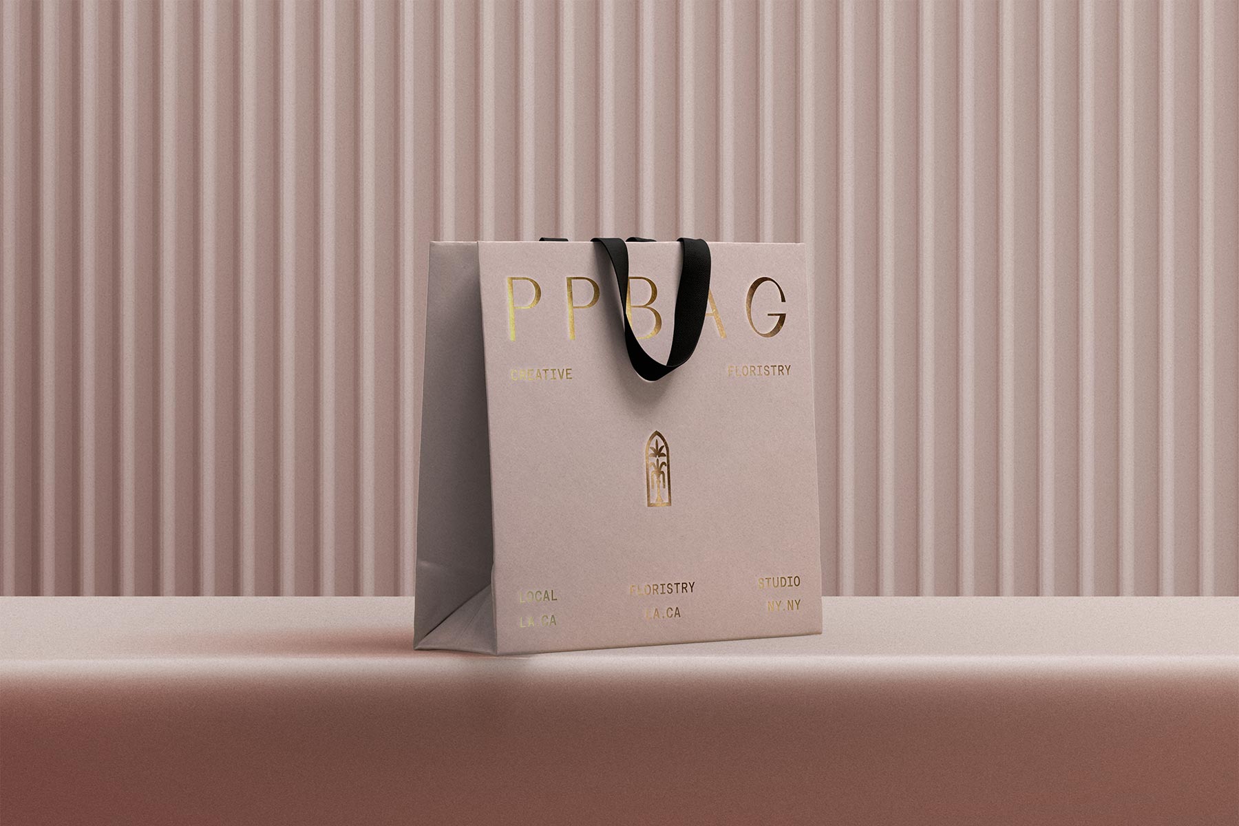 Free Paper Shopping Bag Mockup with Foil Stamping