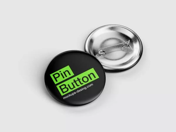 Free Round Pin Button Badge Mockup Set