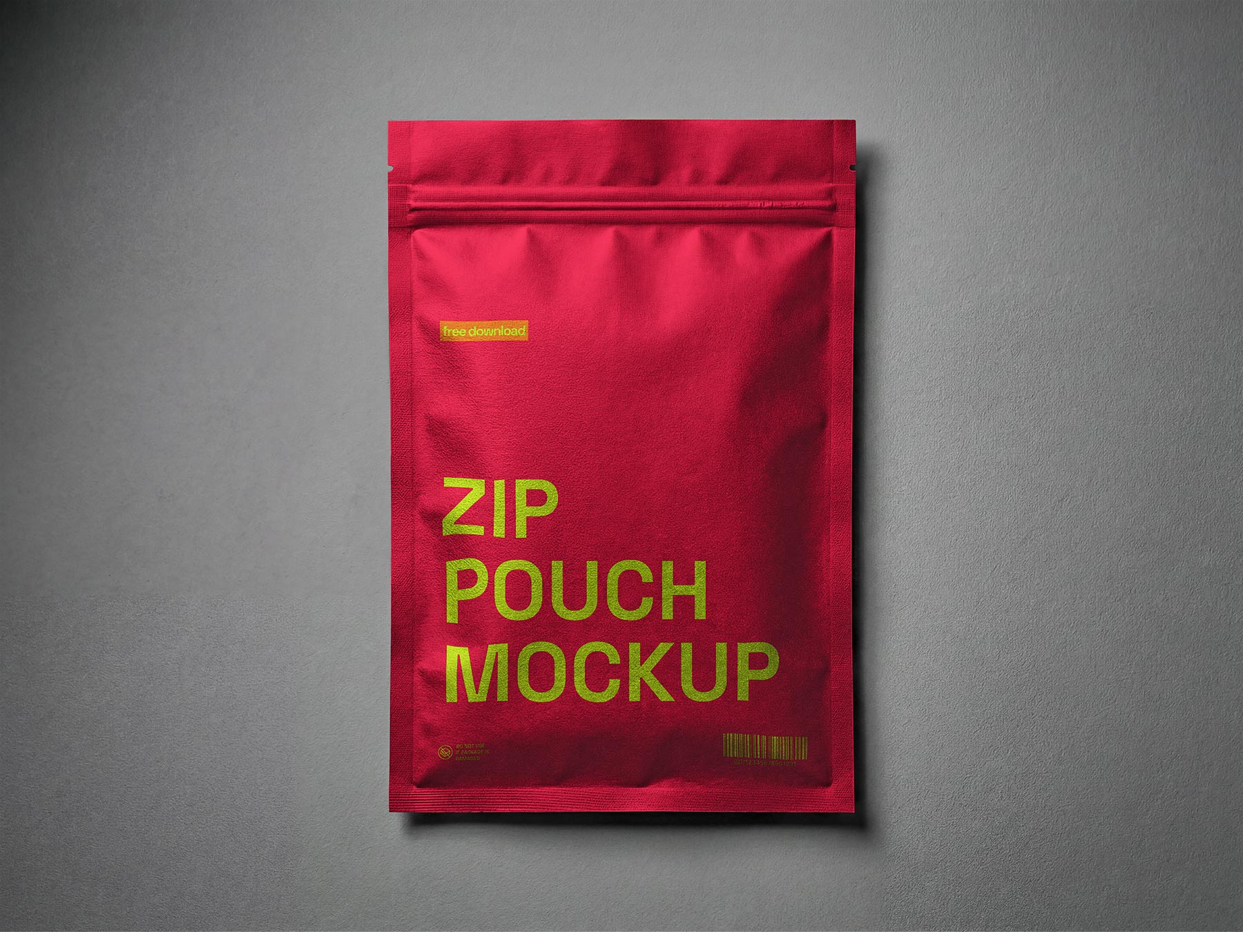 Free Silver Zip Pouch Packaging Mockup