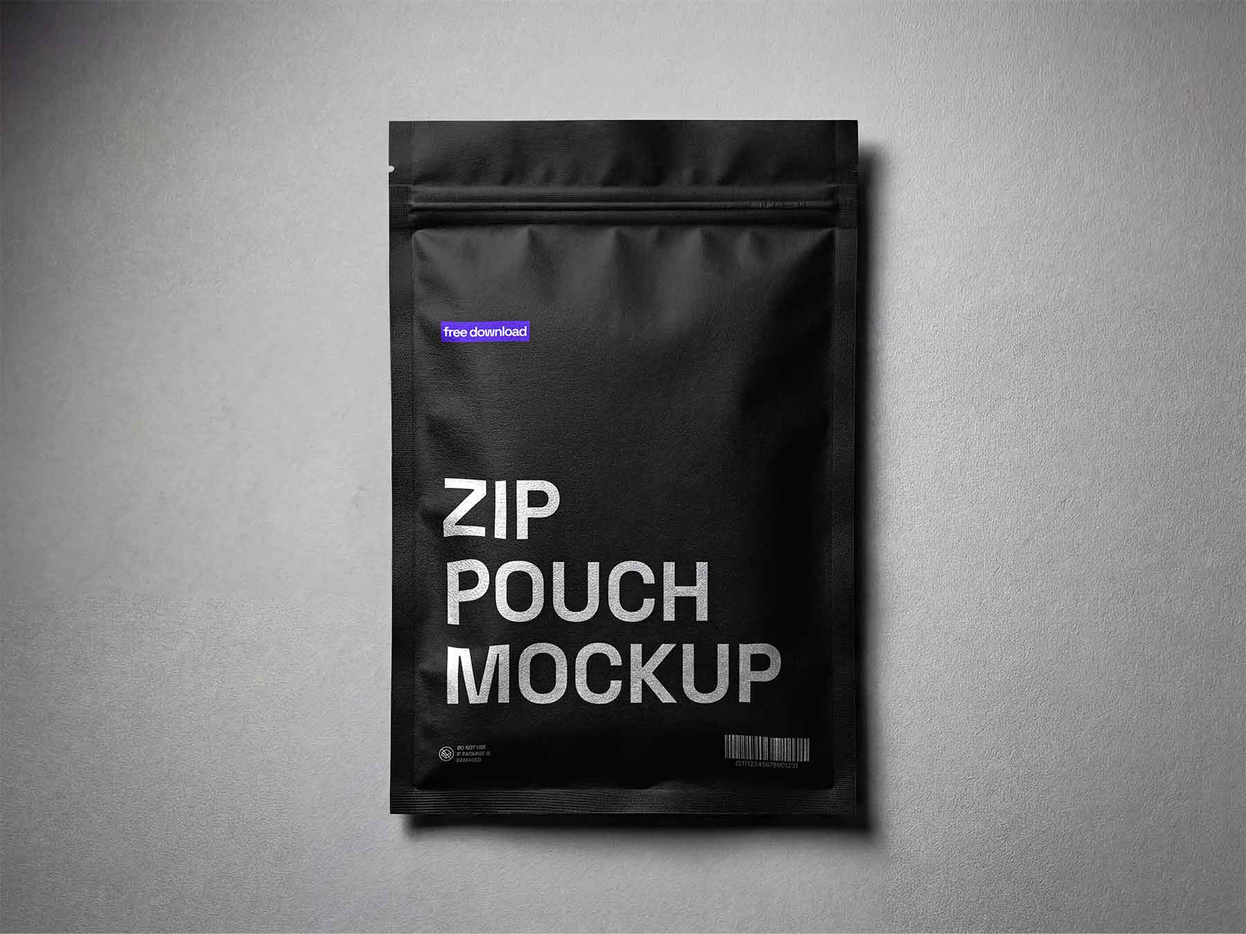 Free Silver Zip Pouch Packaging Mockup