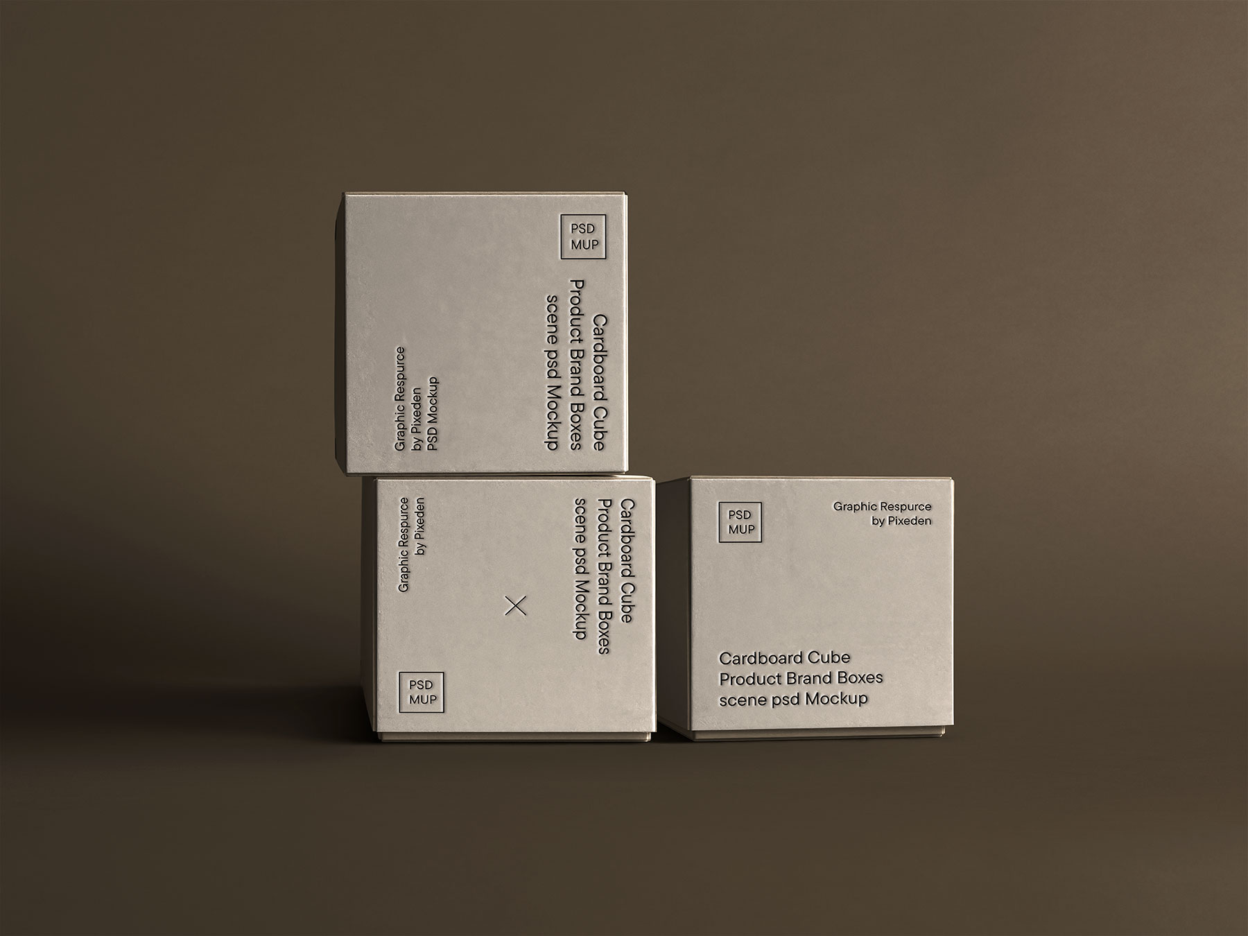 Free Stacked Cardboard Cube Product Boxes Mockup