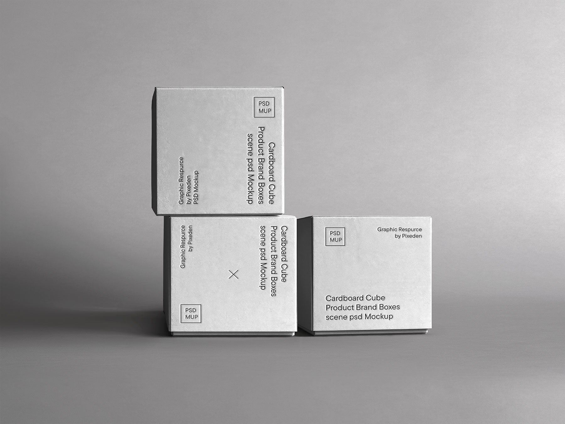 Free Stacked Cardboard Cube Product Boxes Mockup