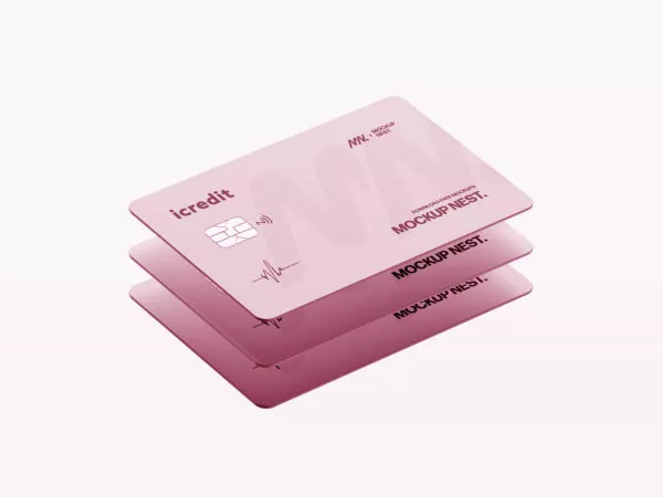 Free Stacked Credit Cards Mockup – Financial Branding Display