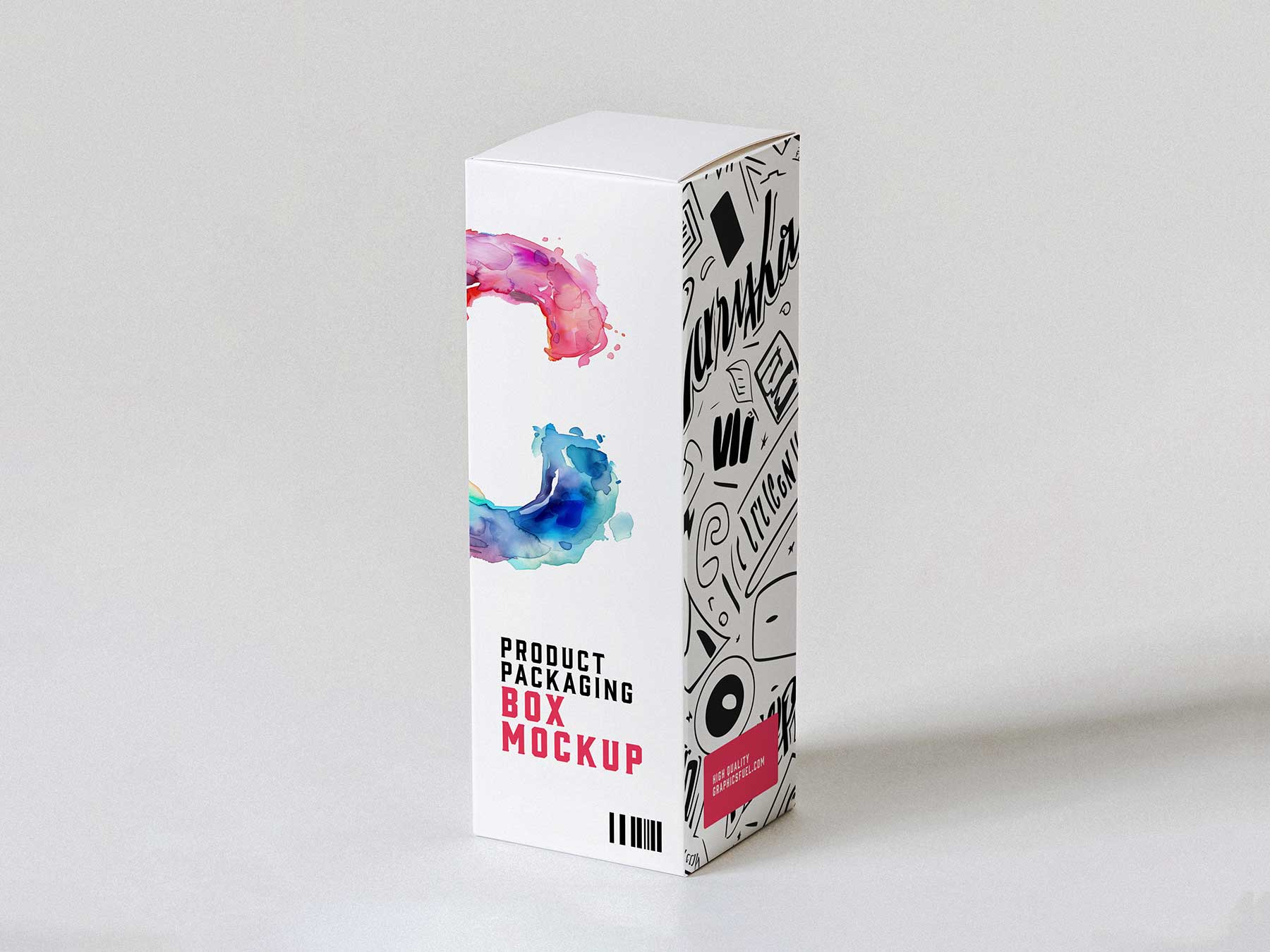 Free Tall Product Packaging Box Mockup
