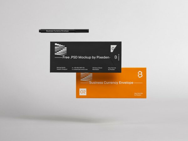Kraft Business Envelope Free Mockup