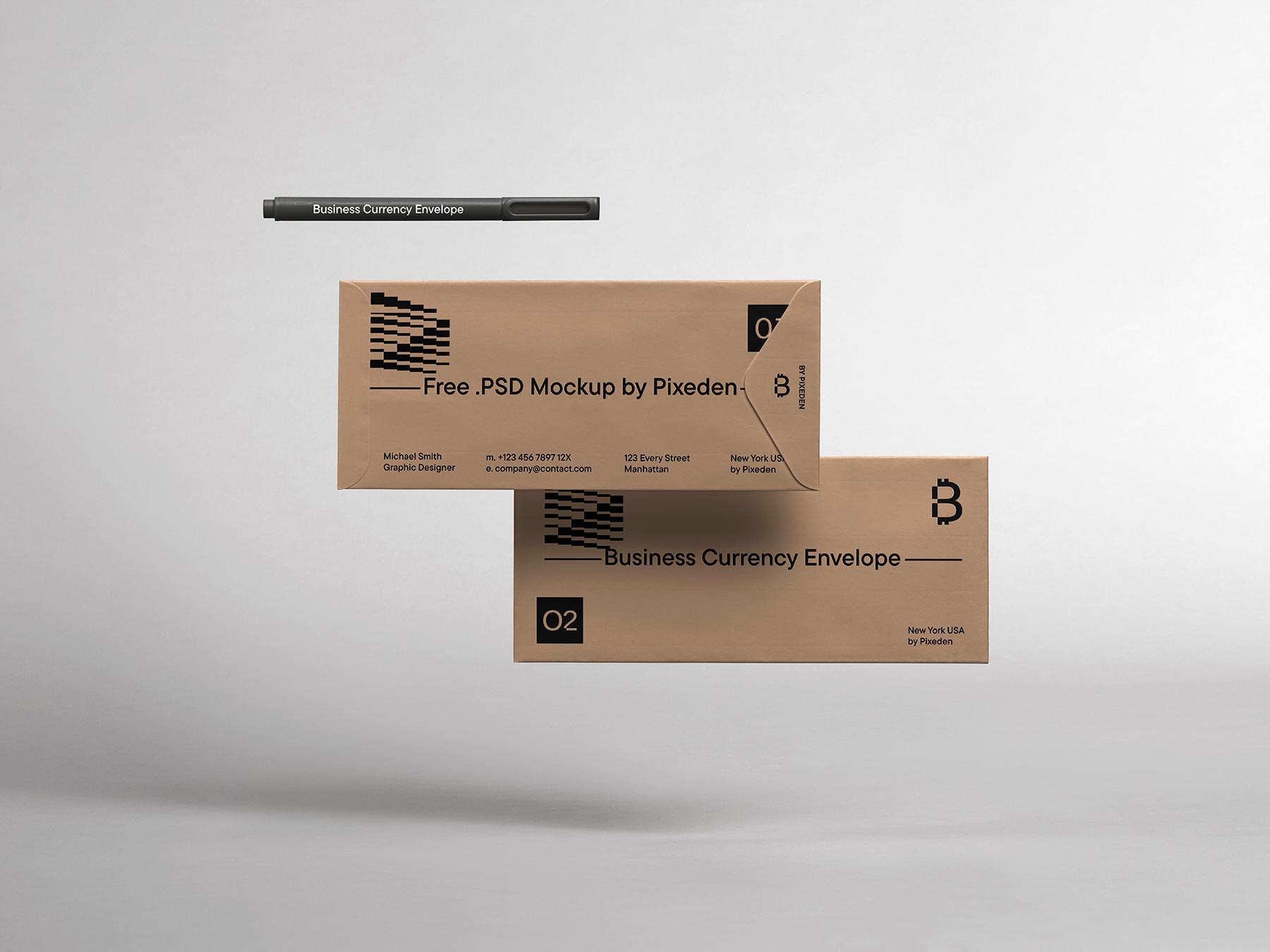 Kraft Business Envelope Free Mockup