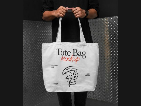 Person Holding Canvas Tote Bag Mockup (Free PSD)