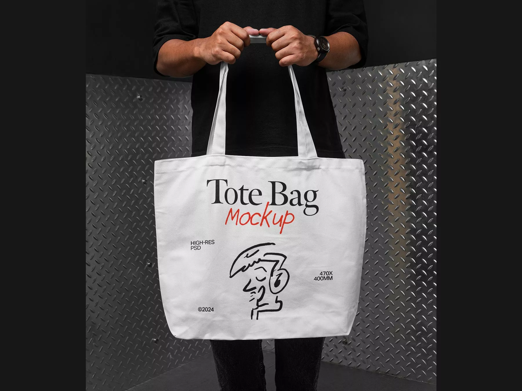 Person Holding Canvas Tote Bag Mockup (Free PSD)