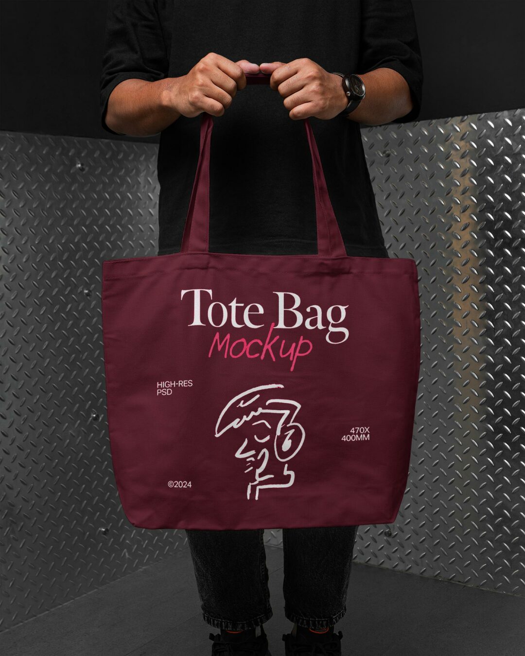Person Holding Canvas Tote Bag Mockup (Free PSD)