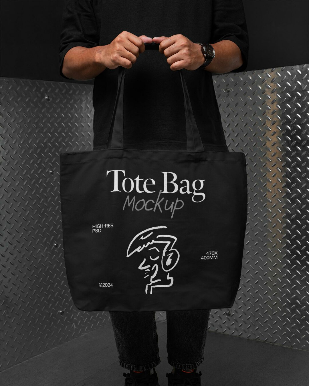 Person Holding Canvas Tote Bag Mockup (Free PSD)