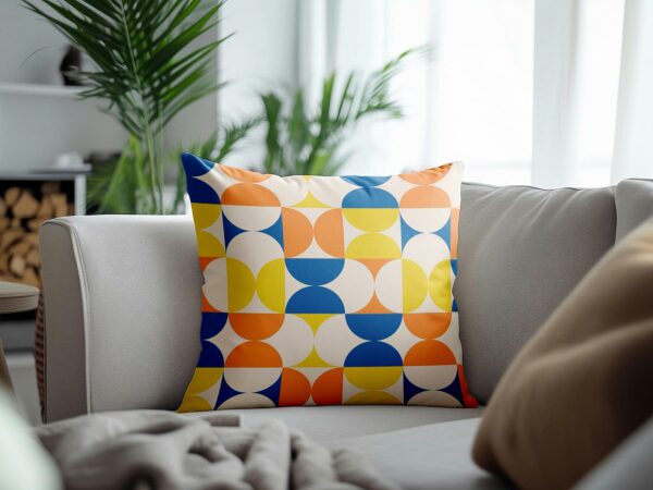 Square Pillow Free Mockup on Couch in Living Room